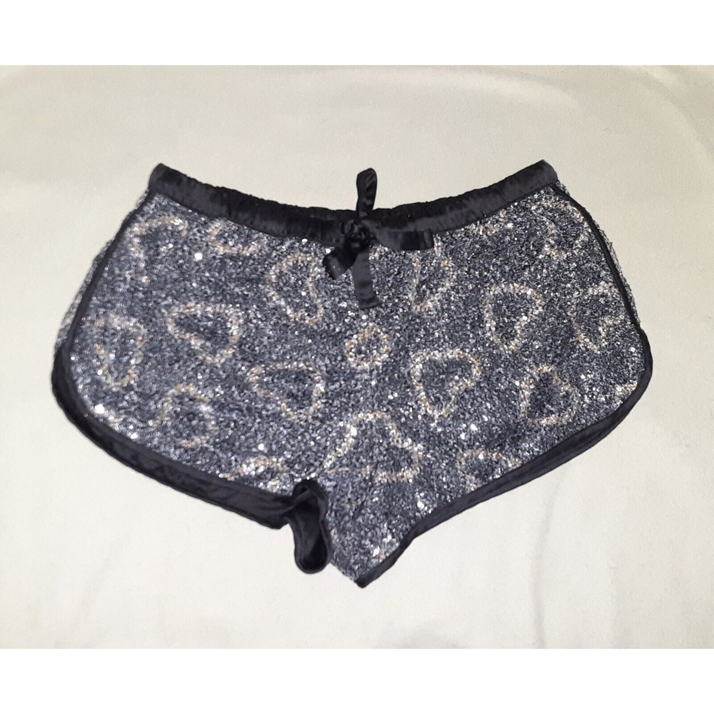 Victoria's Secret Heart Sequins Bling Shorts XS Black New